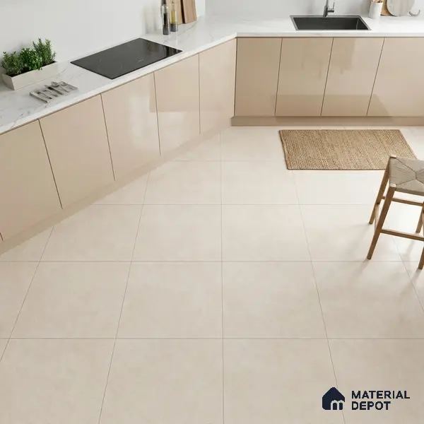Plain Look Floor Tile TL 06129 Alabaster Vein 2 ft x 2 ft Matte Finish Vitrified Tile - 9 mm | Suitable For Living Room, Bedroom & Dining