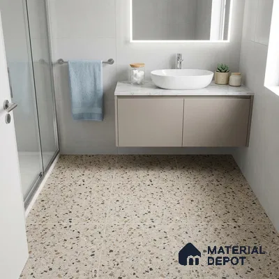 Terrazzo Floor & Wall Tile TL 06131 C Stellar Dust 2 ft x 2 ft Rustic Carving Matte Finish Vitrified Tile - 9 mm |  Suitable For Living Room, Bedroom, Bathroom, Kitchen & Dining