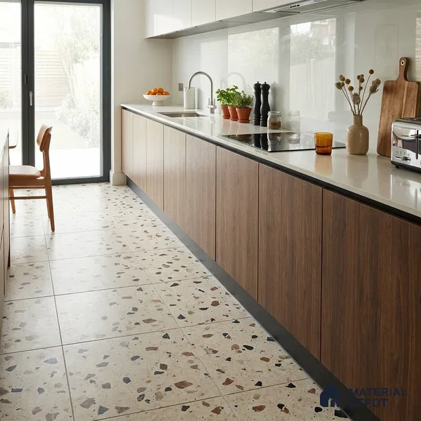 Terrazzo Floor & Wall Tile TL 06131 C Stellar Dust 2 ft x 2 ft Rustic Carving Matte Finish Vitrified Tile - 9 mm |  Suitable For Living Room, Bedroom, Bathroom, Kitchen & Dining