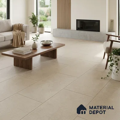 Cement Floor & Wall Tile TL 06133 B Aqua Stone Crema 4 ft x 2 ft Vitrified Drew Grit Matte Finish - 9 mm | 12 Random Design | Suitable For Living Room, Bedroom, Bathroom, Kitchen