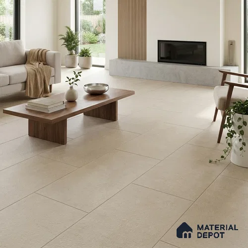 Cement Floor & Wall Tile TL 06133 B Aqua Stone Crema 4 ft x 2 ft Vitrified Drew Grit Matte Finish - 9 mm | 12 Random Design | Suitable For Living Room, Bedroom, Bathroom, Kitchen