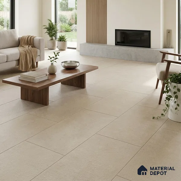 Cement Floor & Wall Tile TL 06133 B Aqua Stone Crema 4 ft x 2 ft Vitrified Drew Grit Matte Finish - 9 mm | 12 Random Design | Suitable For Living Room, Bedroom, Bathroom, Kitchen