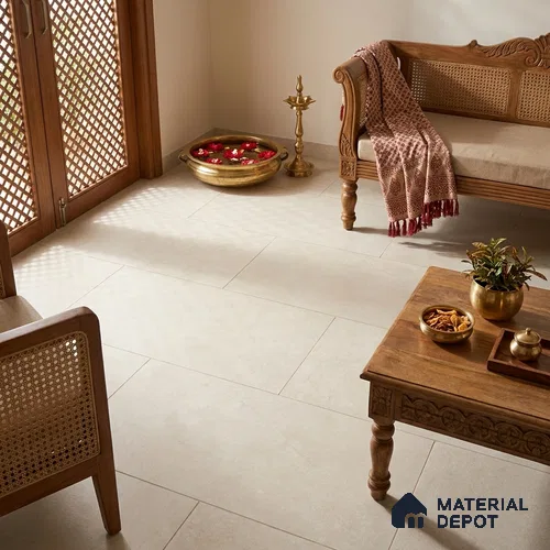 Cement Wall & Floor Tile TL 06133 Bianco 4 ft x 2 ft Matte Finish Vitrified Tile - 9 mm | 12 Random Design | Suitable For Living Room, Hall, Bedroom
