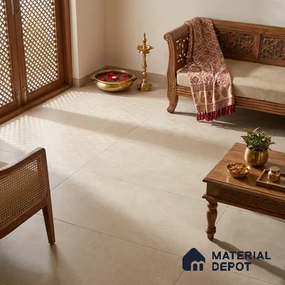 Cement Look Wall & Floor Matte Finish Taupe Vitrified Tile | TL 06133 D 4 ft x 2 ft - 9 mm | Suitable For Living Room, Hall & Study