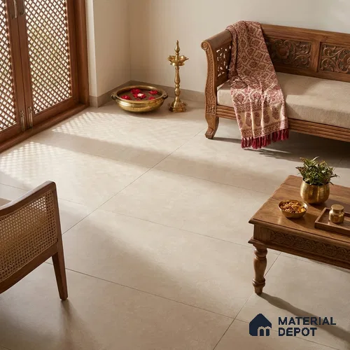 Cement Look Wall & Floor Matte Finish Taupe Vitrified Tile | TL 06133 D 4 ft x 2 ft - 9 mm | Suitable For Living Room, Hall & Study