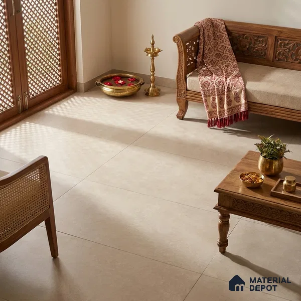 Cement Look Wall & Floor Matte Finish Taupe Vitrified Tile | TL 06133 D 4 ft x 2 ft - 9 mm | Suitable For Living Room, Hall & Study