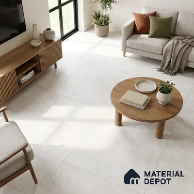 Cement Wall & Floor Tile TL 06134 D Ivory Pearl 4 ft x 2 ft Matte Finish Vitrified Tile - 9 mm | 4 Random Design | Suitable For Living Room, Hall, Bedroom