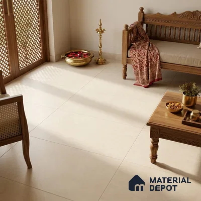 Cement Wall & Floor Tile TL 06134 F Antique Ivory 4 ft x 2 ft Matte Finish Vitrified Tile - 9 mm | 4 Random Design | Suitable For Living Room, Hall, Bedroom