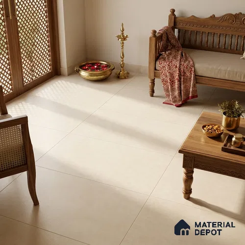 Cement Wall & Floor Tile TL 06134 F Antique Ivory 4 ft x 2 ft Matte Finish Vitrified Tile - 9 mm | 4 Random Design | Suitable For Living Room, Hall, Bedroom