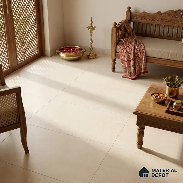 Cement Wall & Floor Tile TL 06134 F Antique Ivory 4 ft x 2 ft Matte Finish Vitrified Tile - 9 mm | 4 Random Design | Suitable For Living Room, Hall, Bedroom