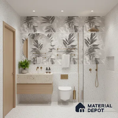 Terrazzo Floor & Wall Tile TL 06136 D S&P Bianco 4 ft x 2 ft Vitrified Matte Finish - 9 mm | Ideal For Living Room, Bedroom, Bathroom, Kitchen (Sample)