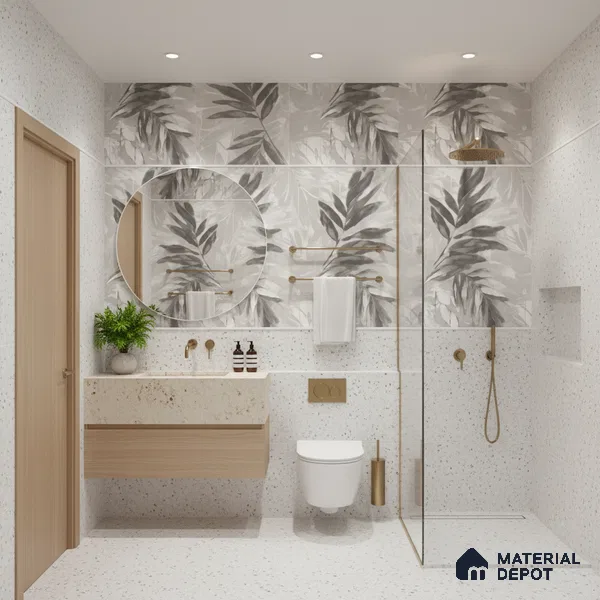Terrazzo Floor & Wall Tile TL 06136 D S&P Bianco 4 ft x 2 ft Vitrified Matte Finish - 9 mm | Ideal For Living Room, Bedroom, Bathroom, Kitchen (Sample)
