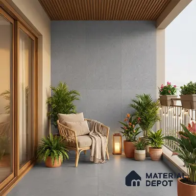 Punch Floor & Wall Tile TL 06137 C Rock Natural Grey 4 ft x 2 ft | Rock Matte Finish Full Body Vitrified Tile - 9 mm | Ideal For Living Room, Bedroom, Bathroom, Kitchen