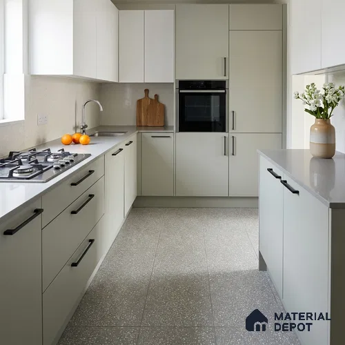 Terrazzo Floor & Wall Tile TL 06137 F Terrazzo Grey 4 ft x 2 ft Vitrified Matte Finish - 9 mm | Ideal For Living Room, Bedroom, Bathroom, Kitchen