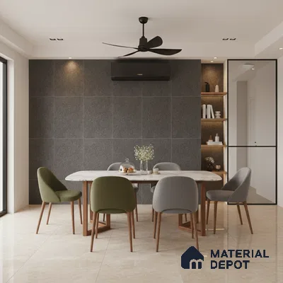 Punch Floor & Wall Tile TL 06141 B Rock Lapatto Nero 4 ft x 2 ft | Lappato Matte Finish Full Body Vitrified Tile - 9 mm | Ideal For Living Room, Bedroom, Bathroom, Kitchen