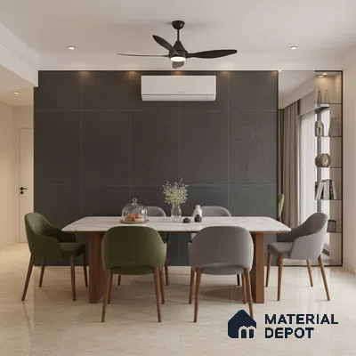 Punch Floor & Wall Tile TL 06141 C Rock Natural Nero 4 ft x 2 ft | Rock Matte Finish Full Body Vitrified Tile - 9 mm | Ideal For Living Room, Bedroom, Bathroom, Kitchen