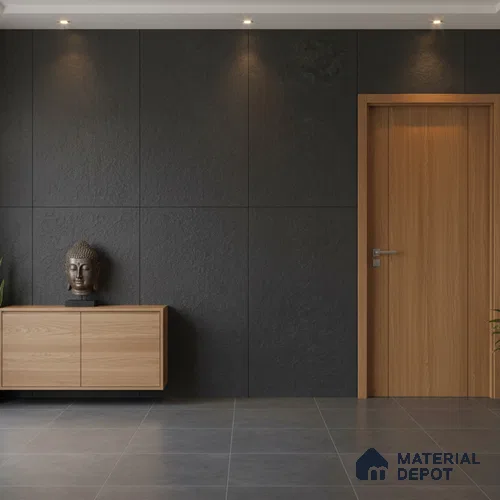 Punch Floor & Wall Tile TL 06141 C Rock Natural Nero 4 ft x 2 ft | Rock Matte Finish Full Body Vitrified Tile - 9 mm | Ideal For Living Room, Bedroom, Bathroom, Kitchen