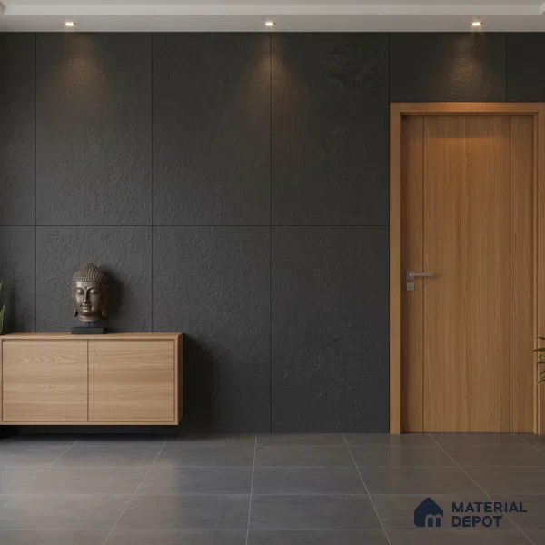 Punch Floor & Wall Tile TL 06141 C Rock Natural Nero 4 ft x 2 ft | Rock Matte Finish Full Body Vitrified Tile - 9 mm | Ideal For Living Room, Bedroom, Bathroom, Kitchen