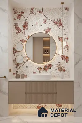 Floral Wall Tile TL 06143 B Crackle Flora Decor 4 ft x 2 ft Vitrified Glue Matte Finish - 9 mm | Suitable For Living Room, Bedroom, Bathroom, Dining