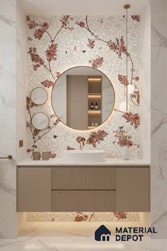 Floral Wall Tile TL 06143 B Crackle Flora Decor 4 ft x 2 ft Vitrified Glue Matte Finish - 9 mm | Suitable for Bathroom, Accent/Feature Wall, Foyer
