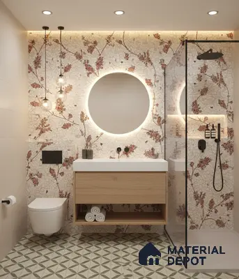 Floral Wall Tile TL 06143 B Crackle Flora Decor 4 ft x 2 ft Vitrified Glue Matte Finish - 9 mm | Suitable For Living Room, Bedroom, Bathroom, Dining