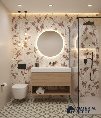 Floral Wall Tile TL 06143 B Crackle Flora Decor 4 ft x 2 ft Vitrified Glue Matte Finish - 9 mm | Suitable for Bathroom, Accent/Feature Wall, Foyer