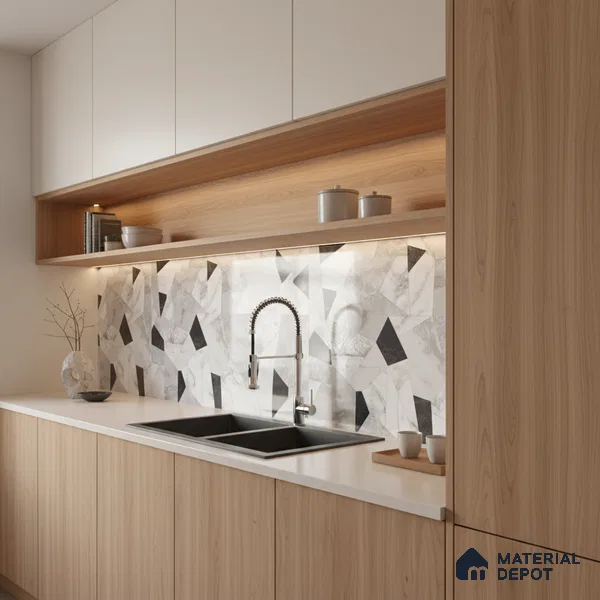Moroccan Look Floor & Wall Tile TL 06150 Orion 2 ft x 2 ft Sinker Finish Vitrified Tile - 9 mm | Suitable For Kitchen, Living Room, Bedroom | Please Expect a Slight Variation of Pattern