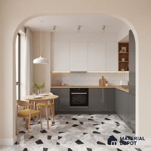 Moroccan Look Floor & Wall Tile TL 06150 Orion 2 ft x 2 ft Sinker Finish Vitrified Tile - 9 mm | Suitable For Kitchen, Living Room, Bedroom | Please Expect a Slight Variation of Pattern
