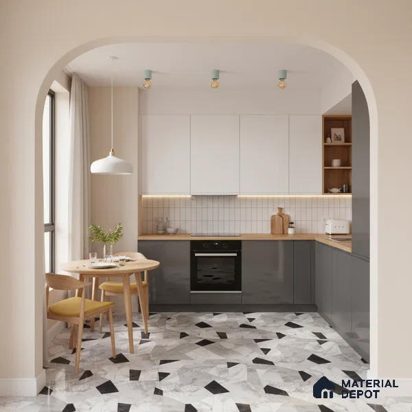 Moroccan Look Floor & Wall Tile TL 06150 Orion 2 ft x 2 ft Sinker Finish Vitrified Tile - 9 mm | Suitable For Kitchen, Living Room, Bedroom | Please Expect a Slight Variation of Pattern