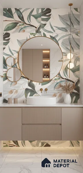 Marble Look Floor & Wall Tile TL 06152 Bellatrix 2 ft x 2 ft Sinker Finish Vitrified Tile - 9 mm | Suitable For Living Room, Dining, Bathroom & Kitchen | Please Expect a Slight Variation of Pattern