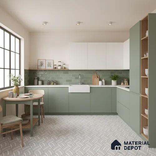 Moroccan Look Floor & Wall Tile TL 06154 Epsilon 2 ft x 2 ft Sinker Finish Vitrified Tile - 9 mm | Suitable For Kitchen, Bathroom, Dining Area | Please Expect a Slight Variation of Pattern