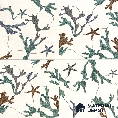 Patterned Look Floor & Wall Tile TL 06155 Alpha 2 ft x 2 ft Glitter Glossy Finish Vitrified Tile - 9 mm | Suitable For Living Room, Dining, Bathroom & Kitchen | Please Expect a Slight Variation of Pattern & Random Designs (Sample)