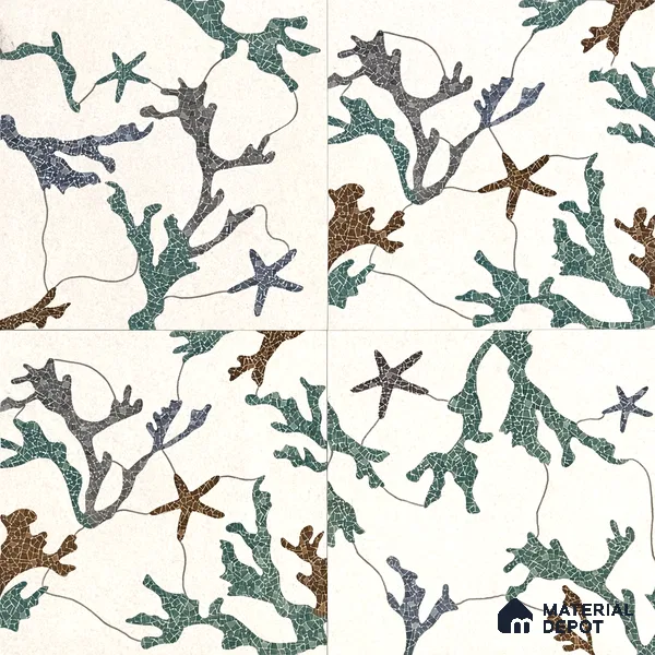 Patterned Look Floor & Wall Tile TL 06155 Alpha 2 ft x 2 ft Glitter Glossy Finish Vitrified Tile - 9 mm | Suitable For Living Room, Dining, Bathroom & Kitchen | Please Expect a Slight Variation of Pattern & Random Designs (Sample)