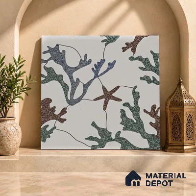 Moroccan Look Floor & Wall Tile TL 06155 Alpha 2 ft x 2 ft Sinker Finish Vitrified Tile - 9 mm | Suitable For Kitchen, Accent/Feature Wall, Dining Area | Please Expect a Slight Variation of Pattern & Random Designs