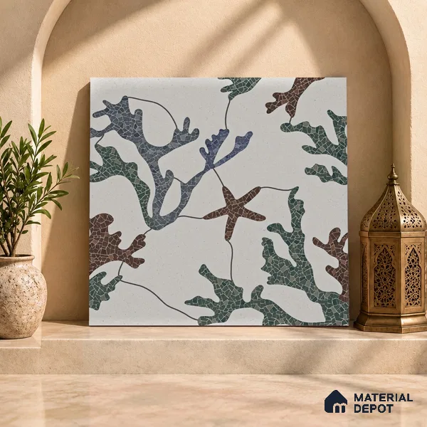 Moroccan Look Floor & Wall Tile TL 06155 Alpha 2 ft x 2 ft Sinker Finish Vitrified Tile - 9 mm | Suitable For Kitchen, Accent/Feature Wall, Dining Area | Please Expect a Slight Variation of Pattern & Random Designs
