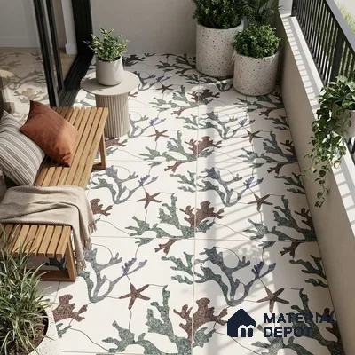 Moroccan Look Floor & Wall Tile TL 06155 Alpha 2 ft x 2 ft Sinker Finish Vitrified Tile - 9 mm | Suitable For Kitchen, Accent/Feature Wall, Dining Area | Please Expect a Slight Variation of Pattern & Random Designs