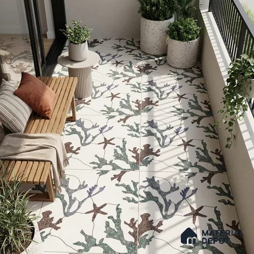 Moroccan Look Floor & Wall Tile TL 06155 Alpha 2 ft x 2 ft Sinker Finish Vitrified Tile - 9 mm | Suitable For Kitchen, Accent/Feature Wall, Dining Area | Please Expect a Slight Variation of Pattern & Random Designs