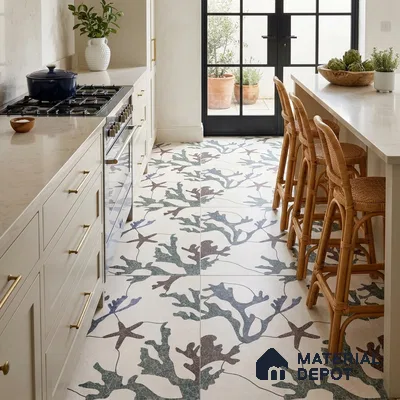 Moroccan Look Floor & Wall Tile TL 06155 Alpha 2 ft x 2 ft Sinker Finish Vitrified Tile - 9 mm | Suitable For Kitchen, Accent/Feature Wall, Dining Area | Please Expect a Slight Variation of Pattern & Random Designs