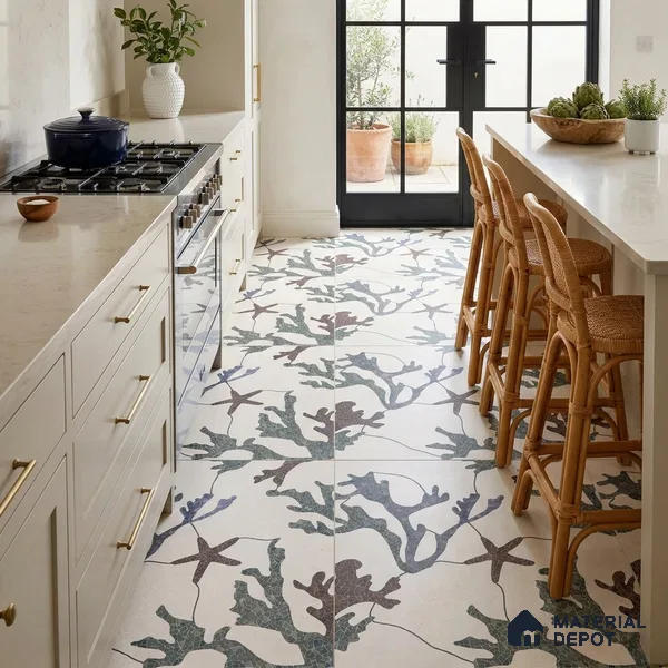 Moroccan Look Floor & Wall Tile TL 06155 Alpha 2 ft x 2 ft Sinker Finish Vitrified Tile - 9 mm | Suitable For Kitchen, Accent/Feature Wall, Dining Area | Please Expect a Slight Variation of Pattern & Random Designs