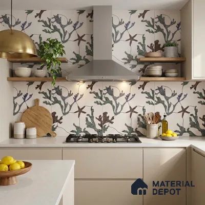 Moroccan Look Floor & Wall Tile TL 06155 Alpha 2 ft x 2 ft Sinker Finish Vitrified Tile - 9 mm | Suitable For Kitchen, Accent/Feature Wall, Dining Area | Please Expect a Slight Variation of Pattern & Random Designs