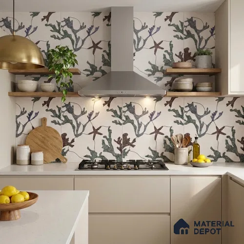 Moroccan Look Floor & Wall Tile TL 06155 Alpha 2 ft x 2 ft Sinker Finish Vitrified Tile - 9 mm | Suitable For Kitchen, Accent/Feature Wall, Dining Area | Please Expect a Slight Variation of Pattern & Random Designs