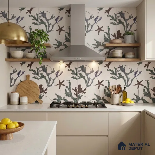 Moroccan Look Floor & Wall Tile TL 06155 Alpha 2 ft x 2 ft Sinker Finish Vitrified Tile - 9 mm | Suitable For Kitchen, Accent/Feature Wall, Dining Area | Please Expect a Slight Variation of Pattern & Random Designs