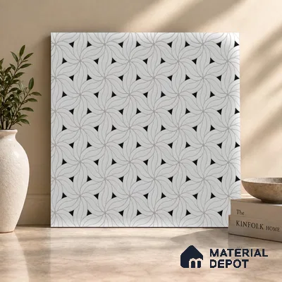 Moroccan Look Floor & Wall Tile TL 06156 Canis 2 ft x 2 ft Sinker Finish Vitrified Tile - 9 mm | Suitable For Kitchen, Bathroom, Dining Area | Please Expect a Slight Variation of Pattern