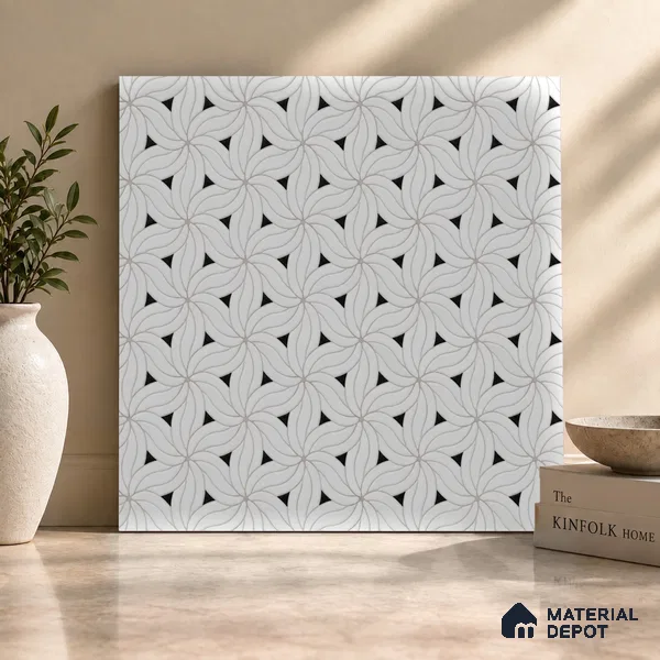 Moroccan Look Floor & Wall Tile TL 06156 Canis 2 ft x 2 ft Sinker Finish Vitrified Tile - 9 mm | Suitable For Kitchen, Bathroom, Dining Area | Please Expect a Slight Variation of Pattern