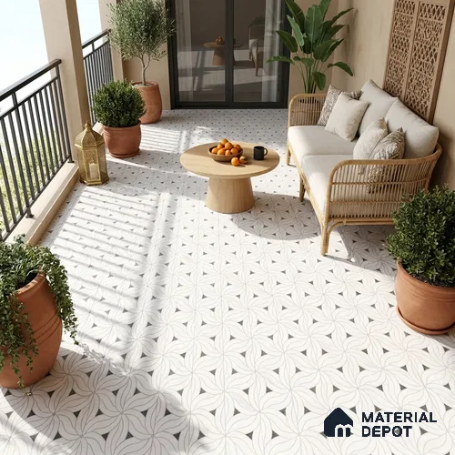 Moroccan Look Floor & Wall Tile TL 06156 Canis 2 ft x 2 ft Sinker Finish Vitrified Tile - 9 mm | Suitable For Kitchen, Bathroom, Dining Area | Please Expect a Slight Variation of Pattern
