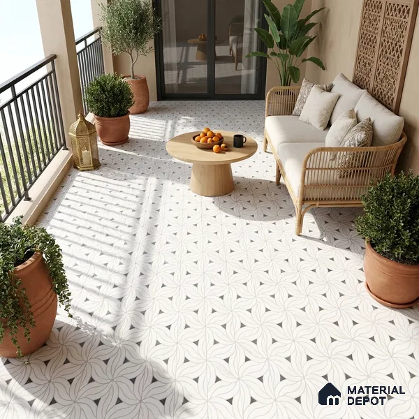 Moroccan Look Floor & Wall Tile TL 06156 Canis 2 ft x 2 ft Sinker Finish Vitrified Tile - 9 mm | Suitable For Kitchen, Bathroom, Dining Area | Please Expect a Slight Variation of Pattern