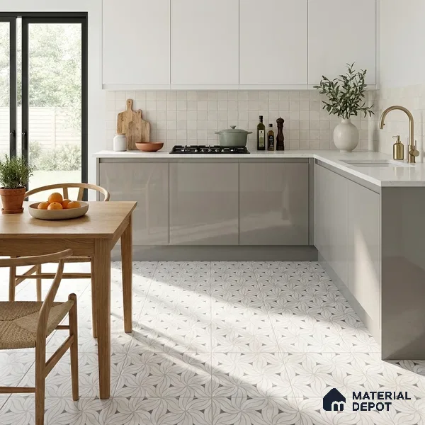 Moroccan Look Floor & Wall Tile TL 06156 Canis 2 ft x 2 ft Sinker Finish Vitrified Tile - 9 mm | Suitable For Kitchen, Bathroom, Dining Area | Please Expect a Slight Variation of Pattern