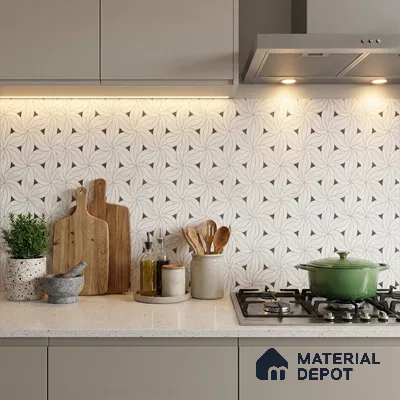 Moroccan Look Floor & Wall Tile TL 06156 Canis 2 ft x 2 ft Sinker Finish Vitrified Tile - 9 mm | Suitable For Kitchen, Bathroom, Dining Area | Please Expect a Slight Variation of Pattern