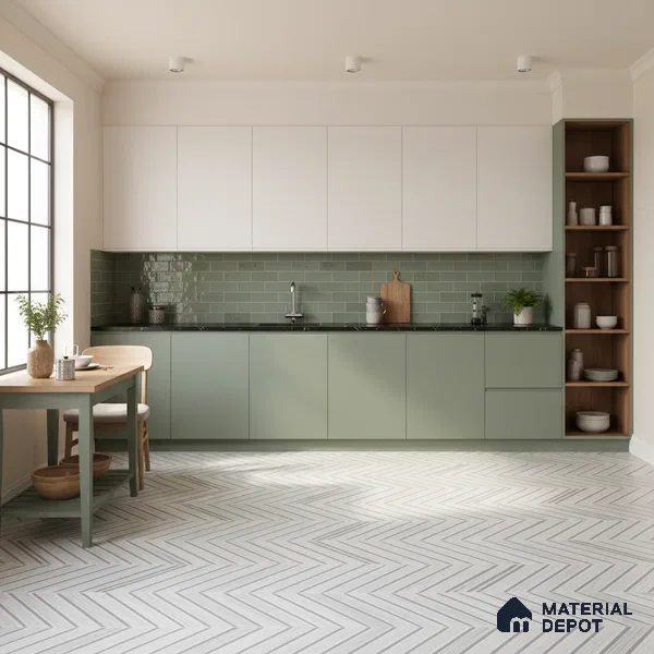 Moroccan Look Floor & Wall Tile TL 06157 Zig Zag Light 2 ft x 2 ft Glitter Glossy Finish Vitrified Tile - 9 mm  | Suitable For Living Room, Dining, Bathroom & Kitchen | Please Expect a Slight Variation of Pattern (Sample)