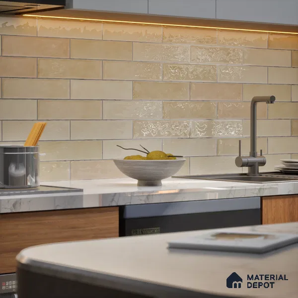 Subway Wall Tile TL 06161 D Eclat Blanc Lustrous Latte 12 x 3 inch Ceramic Glossy Finish - 10 mm | 48 Random Design | Suitable for Accent / Feature Walls, Bathroom, Kitchen Wall & Backsplashes